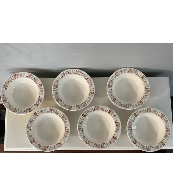 Vtg. 1960's Atomic Starburst Style Marimba Bay Pattern by Harmony House Set of 6 - Picture 1 of 2